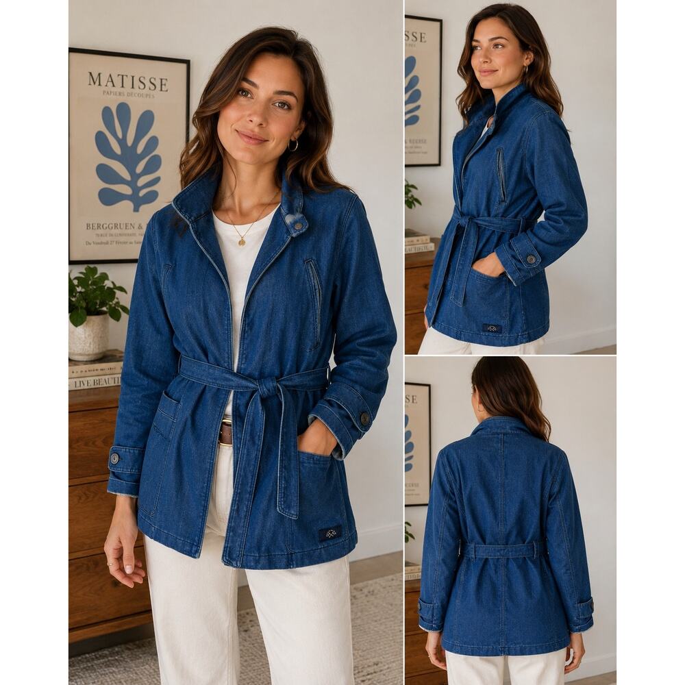 Bleu de Paname Made in France Belted Chore Coat Indigo Utility Jacket XS